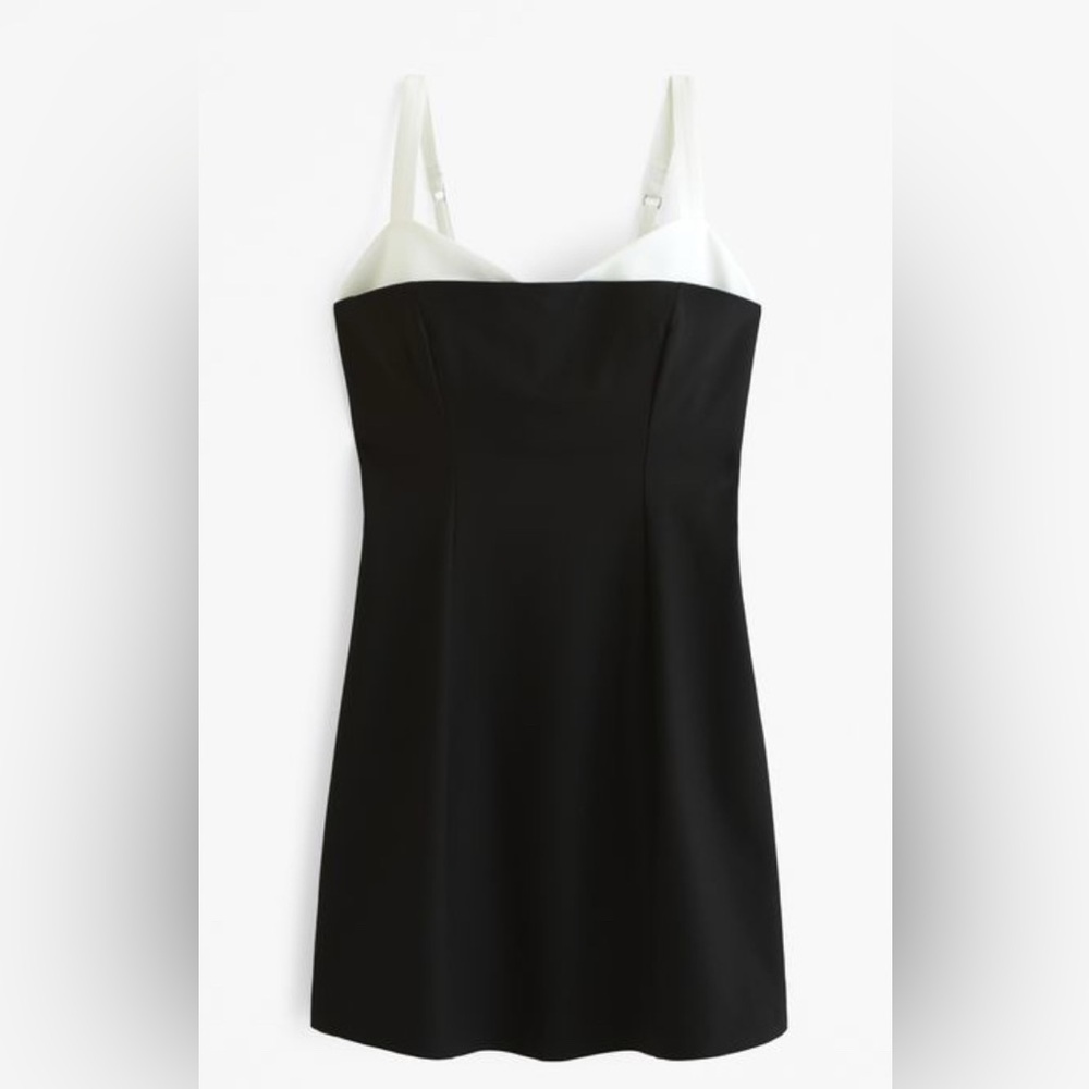 NWOT Abercrombie & Fitch Black & White Contrast Sweetheart Corset Mini Dress LP - Picture 3 of 7